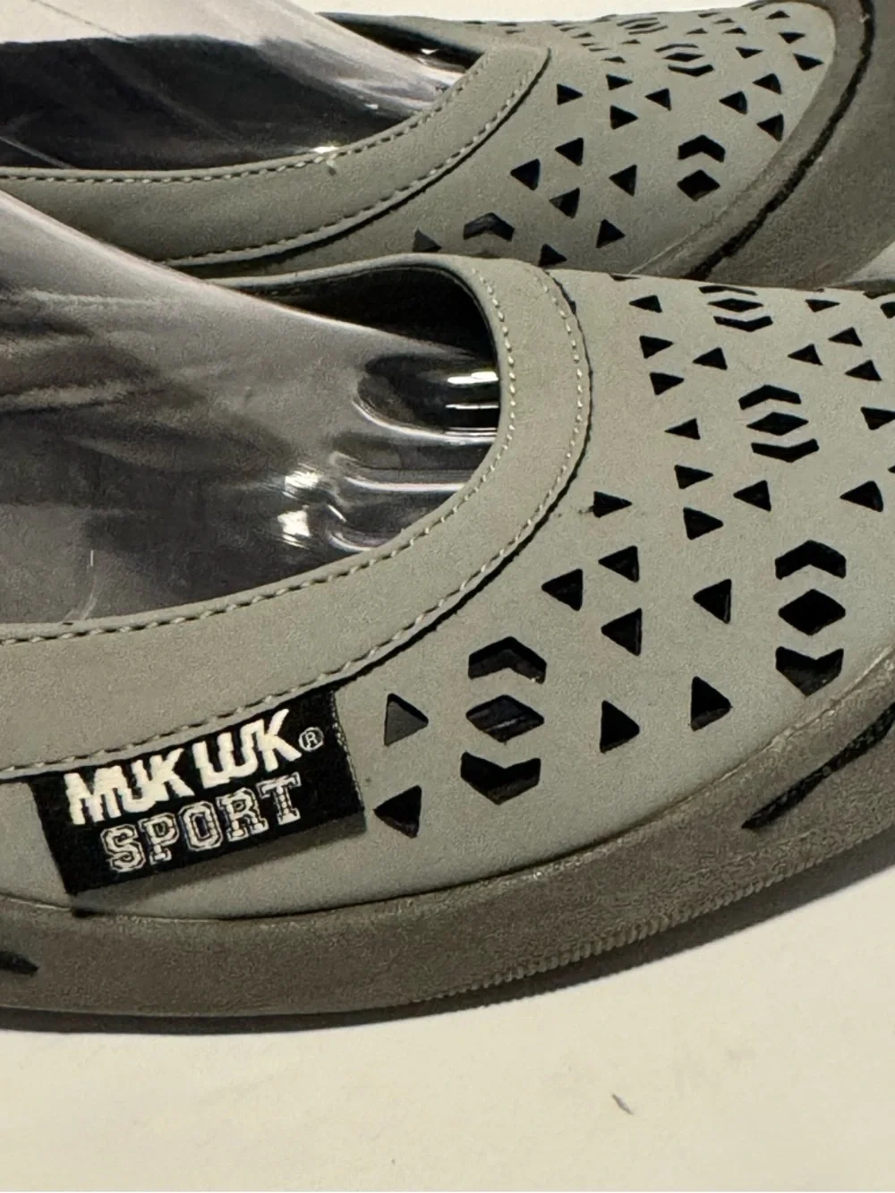 MUK LUKS Women's Size 9 Mary Jane Gray & Black Slide On Shoe